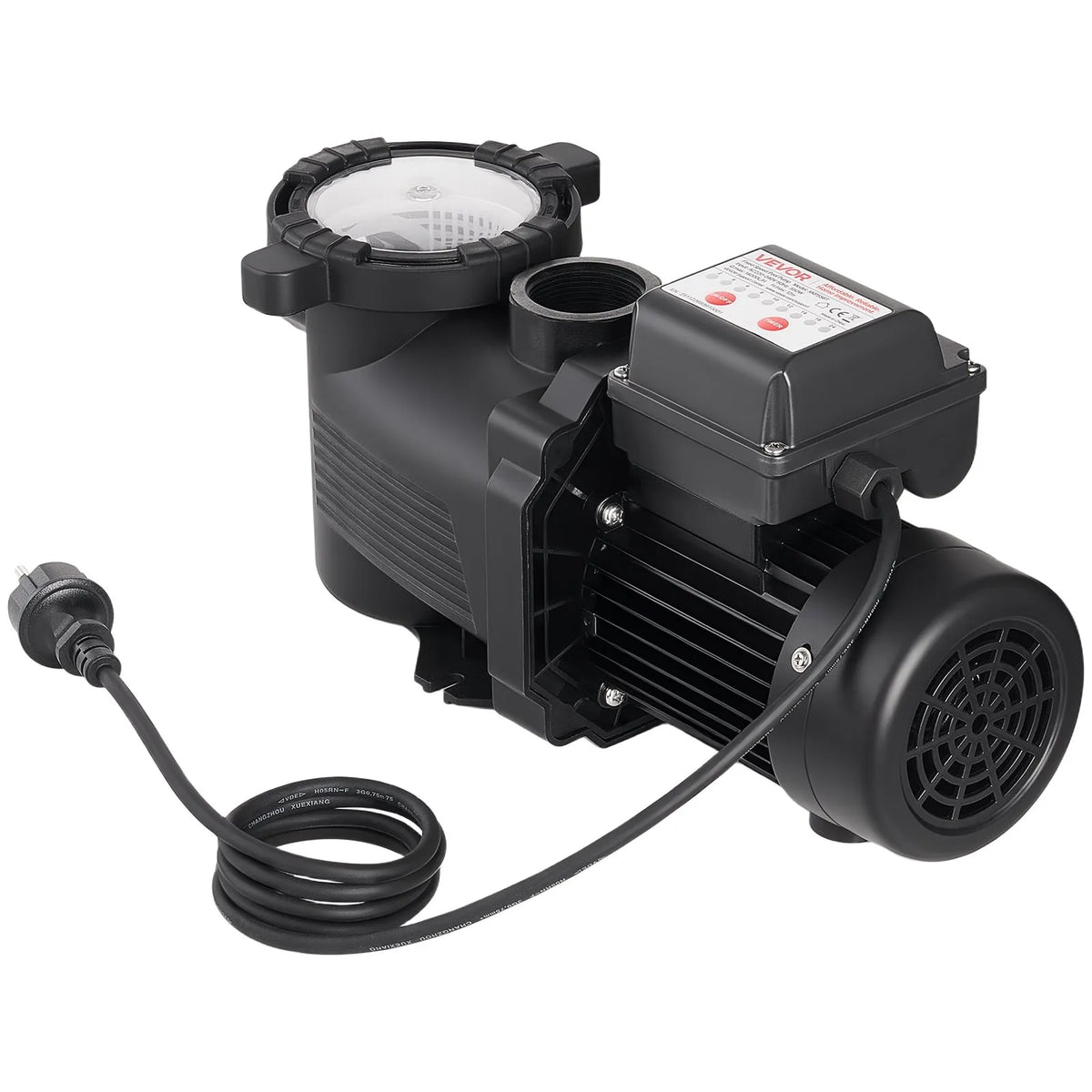 VEVOR Pool Pump 550 W, up to 14,000 l/h, 220–240 V, 3450 rpm, 12 m lift, with 24 h timer and filter basket, above-ground and in-ground pools, spa