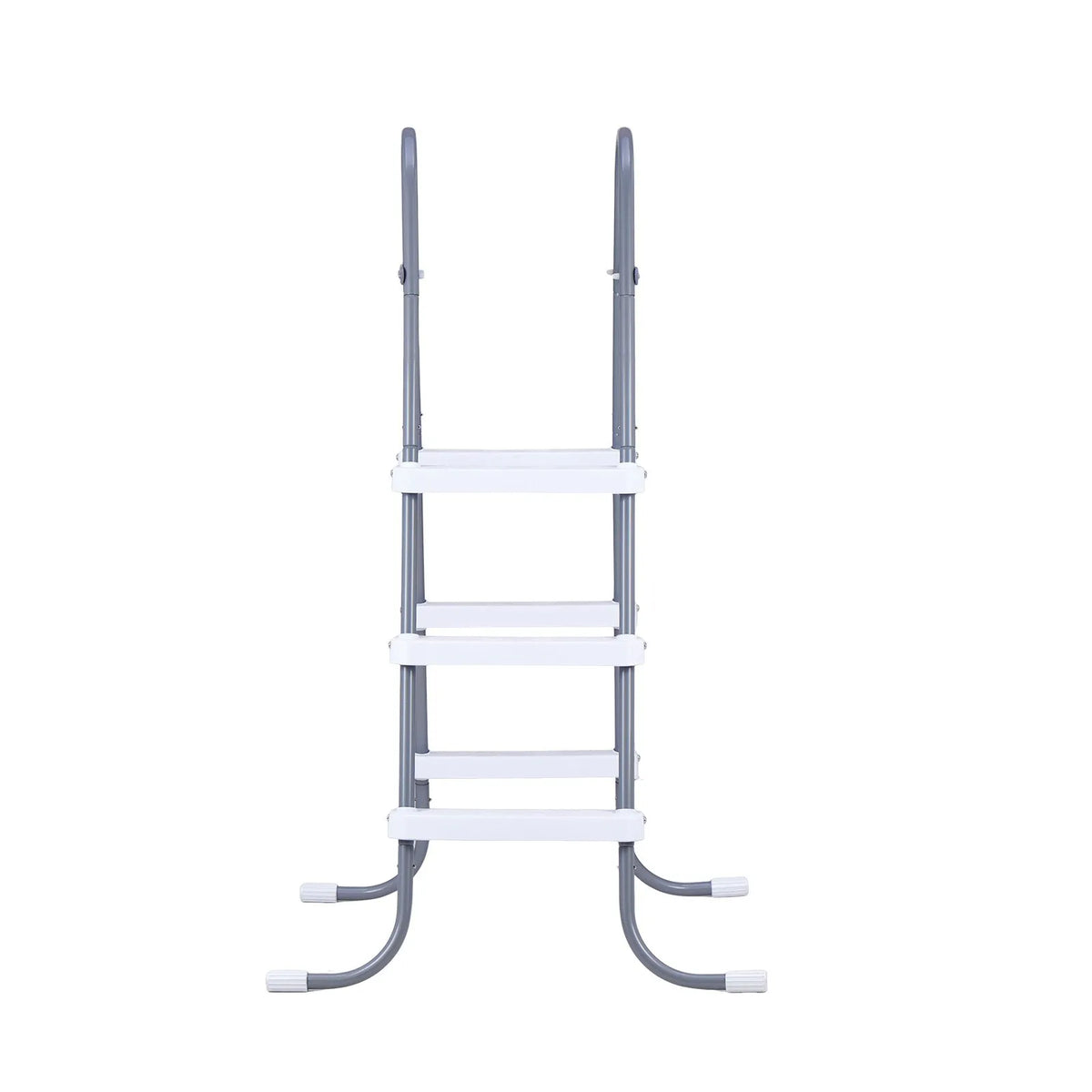 VEVOR virszemes baseina kāpnes ar 3 pakāpieniem, tērauda A veida rāmis, piemērotas baseiniem līdz 106,7 cm sienas augstumam, nestspēja līdz 136 kg, neslīdoši plati pakāpieni drošai iekļūšanai un izkļūšanai, viegla uzstādīšana, pelēka un balta krāsa - ZEMLETES.LV