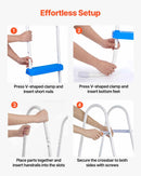 VEVOR virszemes baseina kāpnes ar 3 pakāpieniem, tērauda A veida rāmis, piemērotas baseiniem līdz 91,4 cm sienas augstumam, nestspēja līdz 136 kg, neslīdoši plati pakāpieni drošai iekļūšanai un izkļūšanai, viegla uzstādīšana, balta un zila krāsa