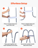 VEVOR virszemes baseina kāpnes ar 4 pakāpieniem, tērauda A veida rāmis, piemērotas baseiniem līdz 121,9 cm sienas augstumam, nestspēja līdz 136 kg, neslīdoši plati pakāpieni drošai iekļūšanai un izkļūšanai, viegla uzstādīšana, pelēka un balta krāsa