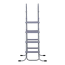 VEVOR virszemes baseina kāpnes ar 4 pakāpieniem, tērauda A veida rāmis, piemērotas baseiniem līdz 132,1 cm sienas augstumam, nestspēja līdz 136 kg, neslīdoši plati pakāpieni drošai iekļūšanai un izkļūšanai, viegla uzstādīšana, pelēka krāsa