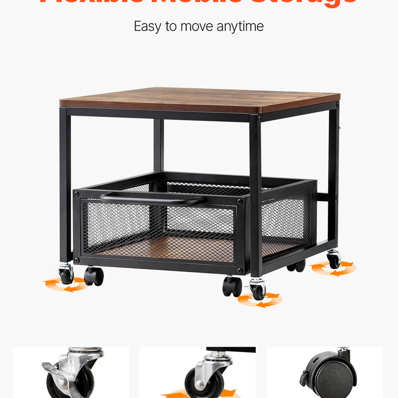 VEVOR mini ledusskapja statīvs 90 kg ar uzglabāšanas ratiņiem un griežamiem riteņiem, gaiši brūns