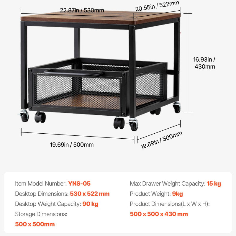 VEVOR mini ledusskapja statīvs 90 kg ar uzglabāšanas ratiņiem un griežamiem riteņiem, gaiši brūns