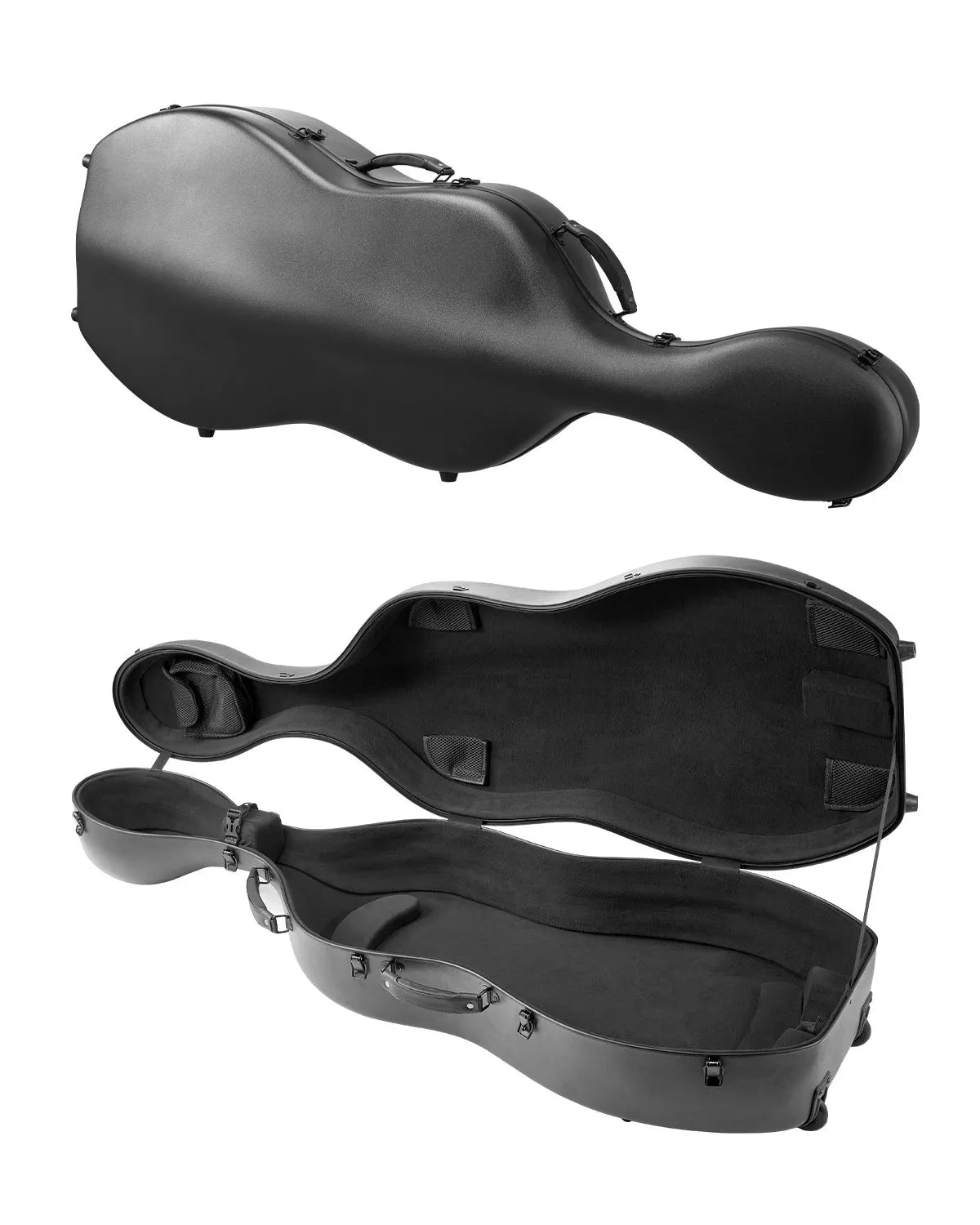 VEVOR Cello 4/4 Case, Carbon Fibre Composite with Plush Lining and 2 Shoulder Straps, Black