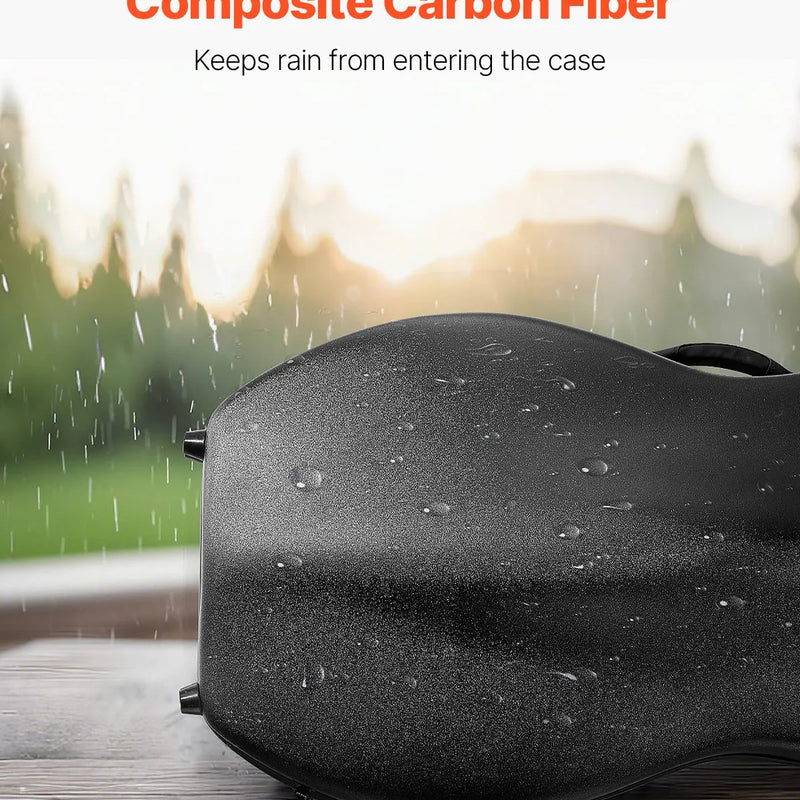 VEVOR 4/4 čella futrālis, kompozītmateriāla oglekļa šķiedra, viegls pārnēsājams ceļojumu koferis ar plīša oderi, divām plecu siksnām, pret skrāpējumiem izturīgs, profesionālas čella formas, melns