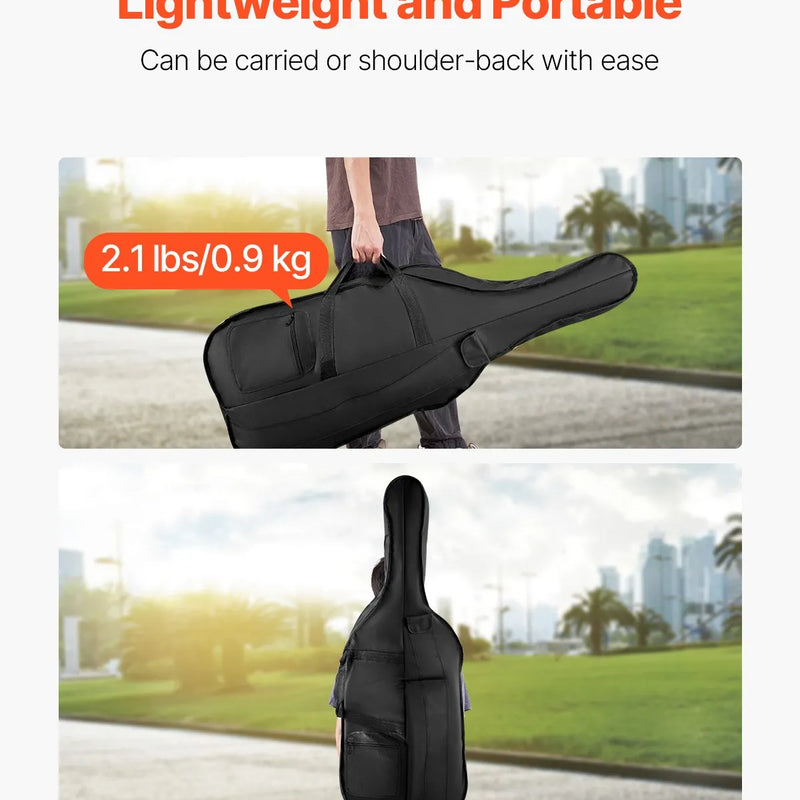 VEVOR 4/4 čella soma, ūdensizturīga neilona pārnēsājama čella forma ar pastiprinātu rokturi, divām plecu siksnām un pret skrāpējumu aizsardzību, melna