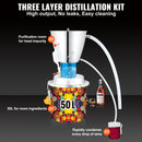 50L nerūsējošā tērauda ūdens destilators ar 304 nerūsējošā tērauda cauruli, cirkulācijas sūkni, iebūvētu termometru un izplūdes vārstu, ideāli piemērots destilēšanai mājas apstākļos