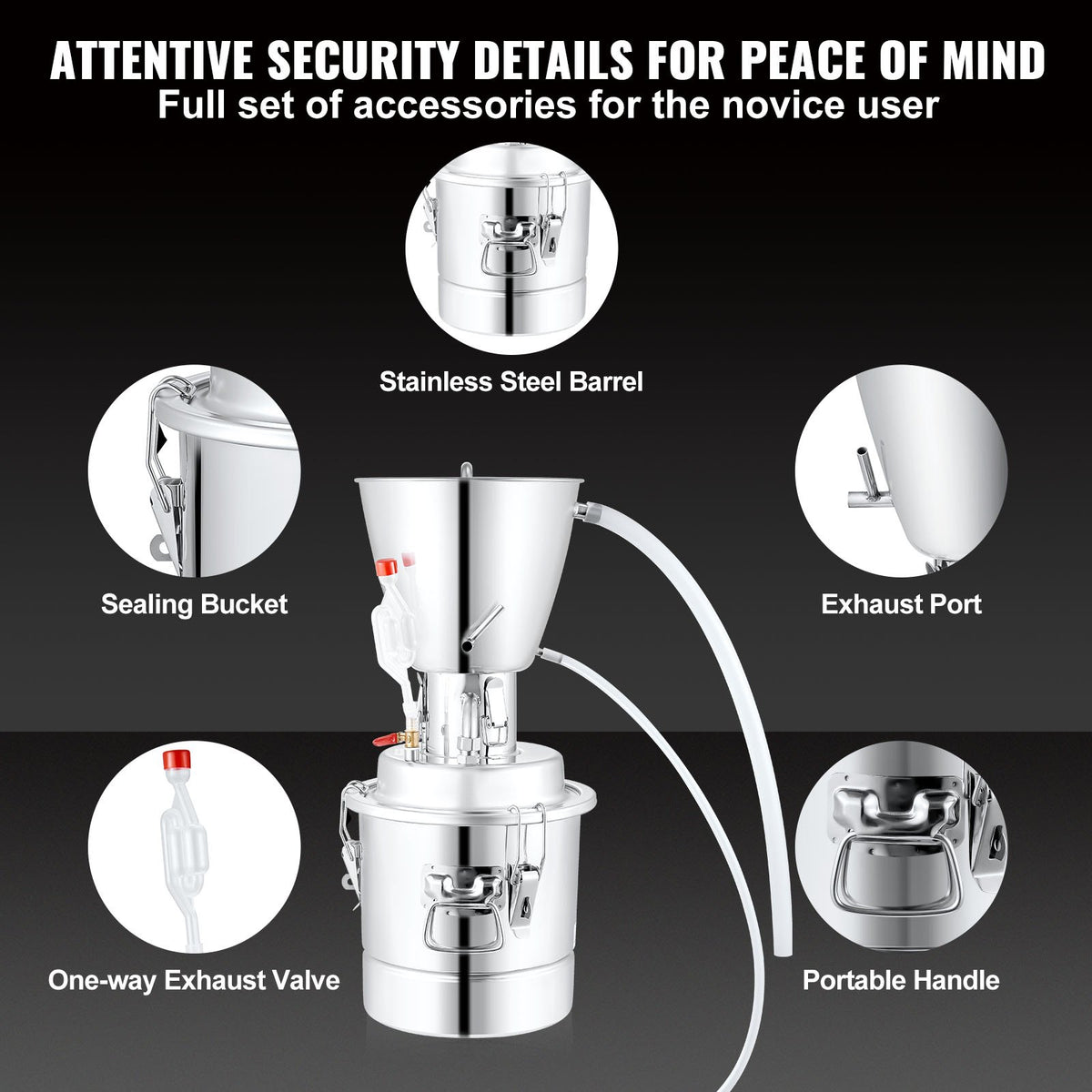 VEVOR Water Distiller 50 L with 304 Stainless Steel Coil, Circulation Pump, Thermometer and Drain Valve