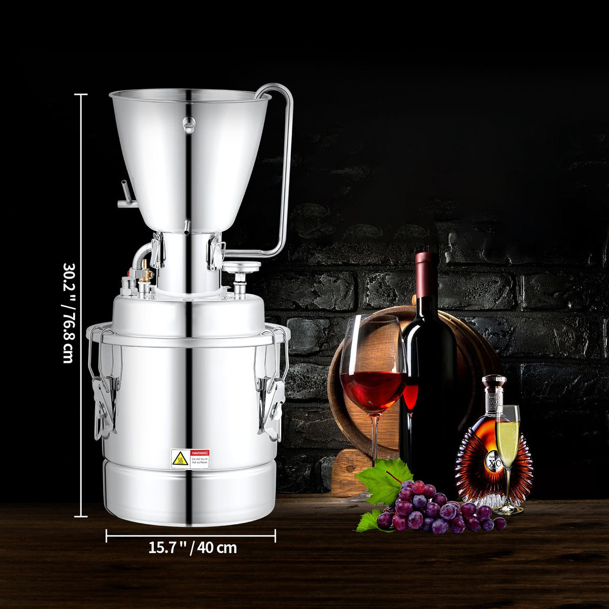VEVOR Water Distiller 50 L with 304 Stainless Steel Coil, Circulation Pump, Thermometer and Drain Valve