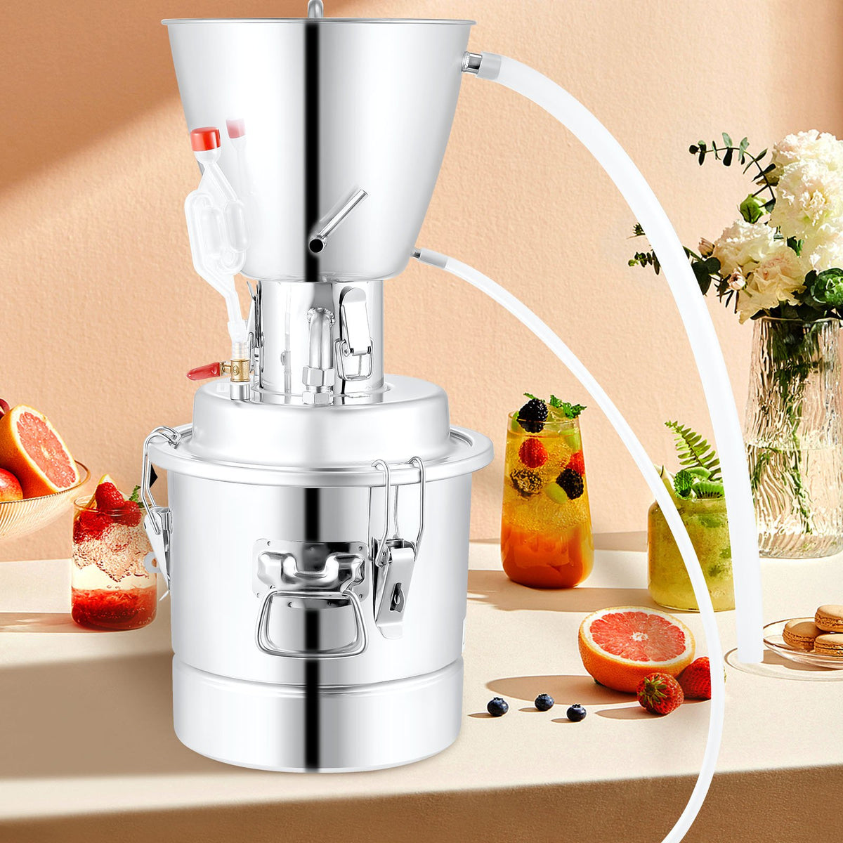 VEVOR Water Distiller 50 L with 304 Stainless Steel Coil, Circulation Pump, Thermometer and Drain Valve