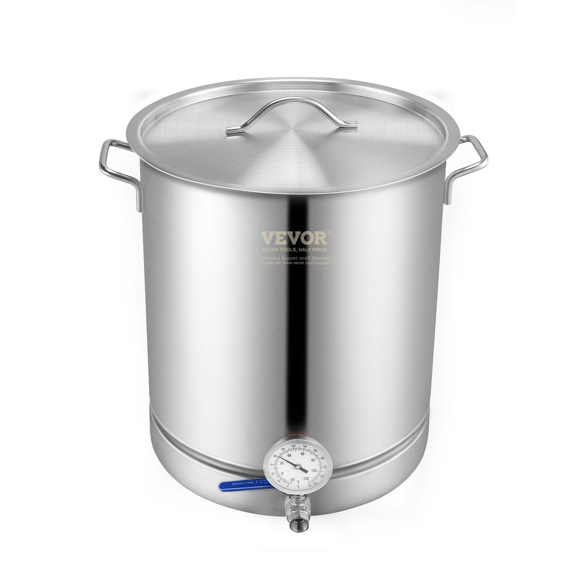 VEVOR Brewing Kettle 60 L with Three-Layer Bottom, Thermometer, Filter and Ball Valve, Stainless Steel