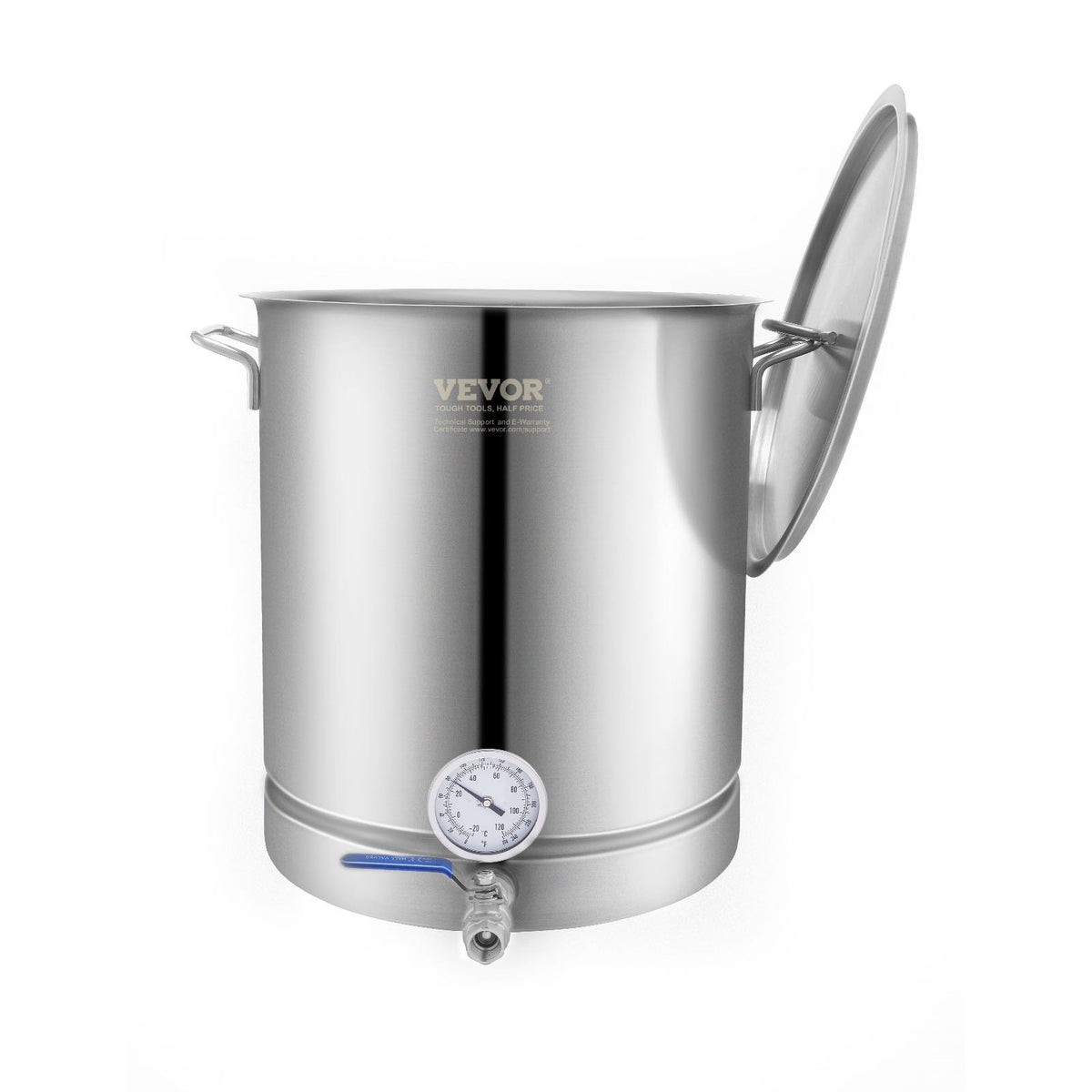 VEVOR Brewing Kettle 60 L with Three-Layer Bottom, Thermometer, Filter and Ball Valve, Stainless Steel