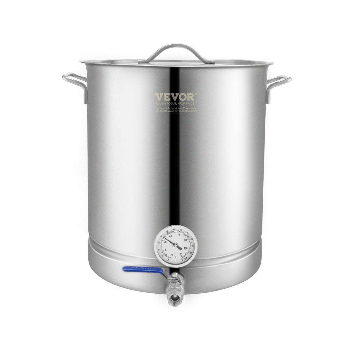 VEVOR Brewing Kettle 60 L with Three-Layer Bottom, Thermometer, Filter and Ball Valve, Stainless Steel