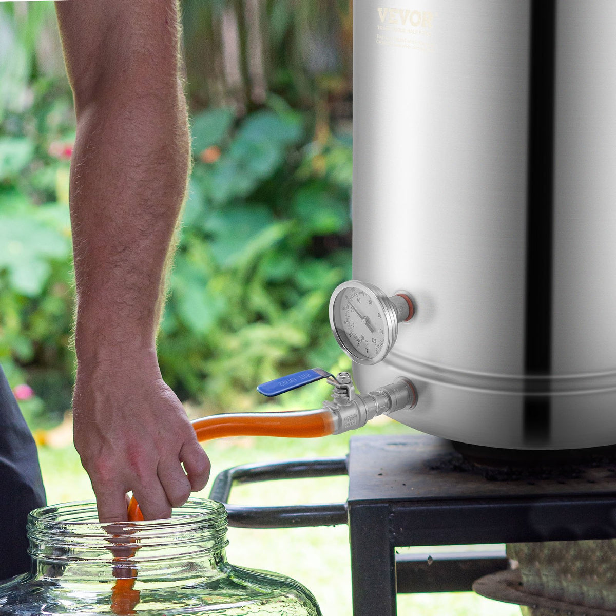 VEVOR Brewing Kettle 60 L with Three-Layer Bottom, Thermometer, Filter and Ball Valve, Stainless Steel