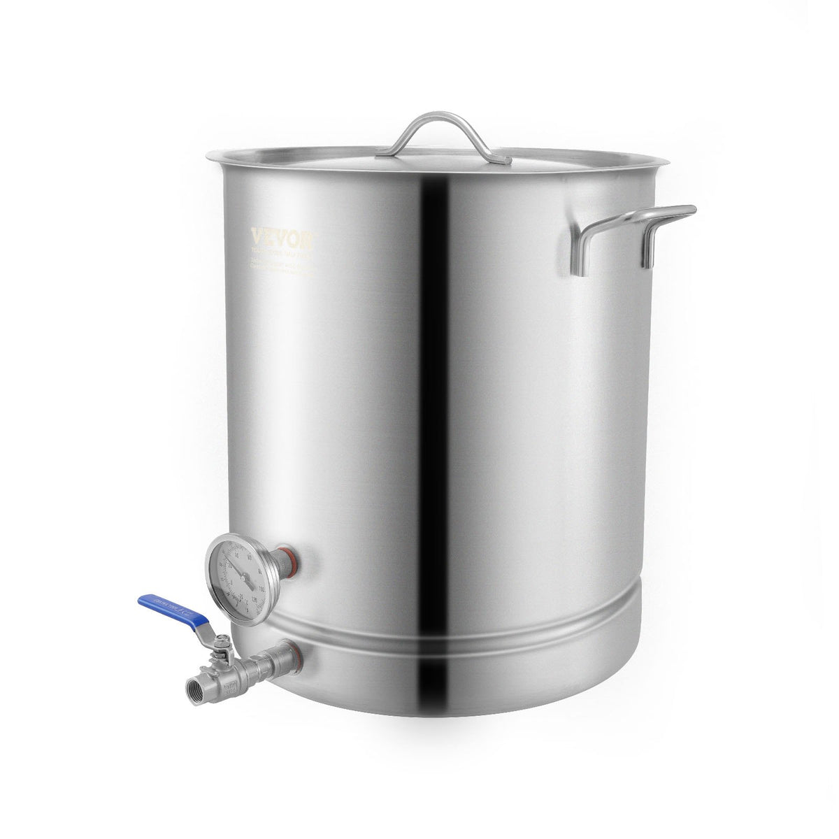 VEVOR Brewing Kettle 60 L with Three-Layer Bottom, Thermometer, Filter and Ball Valve, Stainless Steel