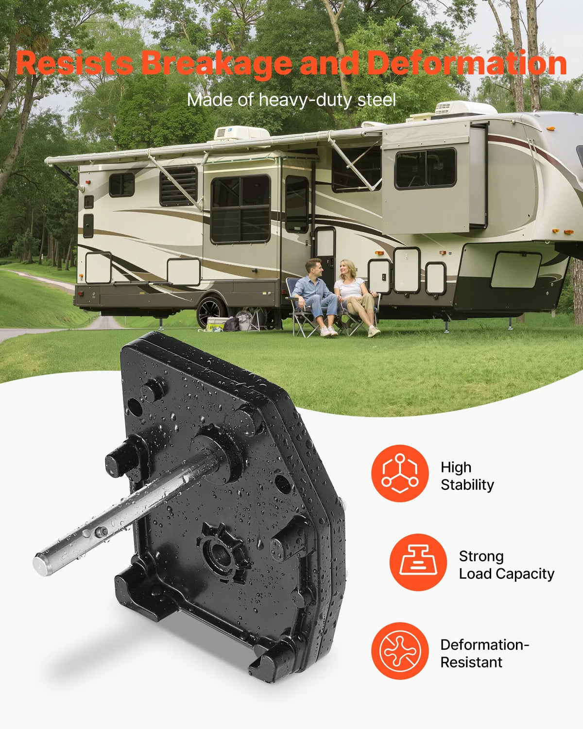 VEVOR 5th Wheel Trailer Landing Gear Gearbox 276602, Universal Steel Gearbox Compatible with Lippert Venture, Atwood and Stromberg Carlson Landing Gear Systems, LG-179015 Replacement, Adjustable Height, Black