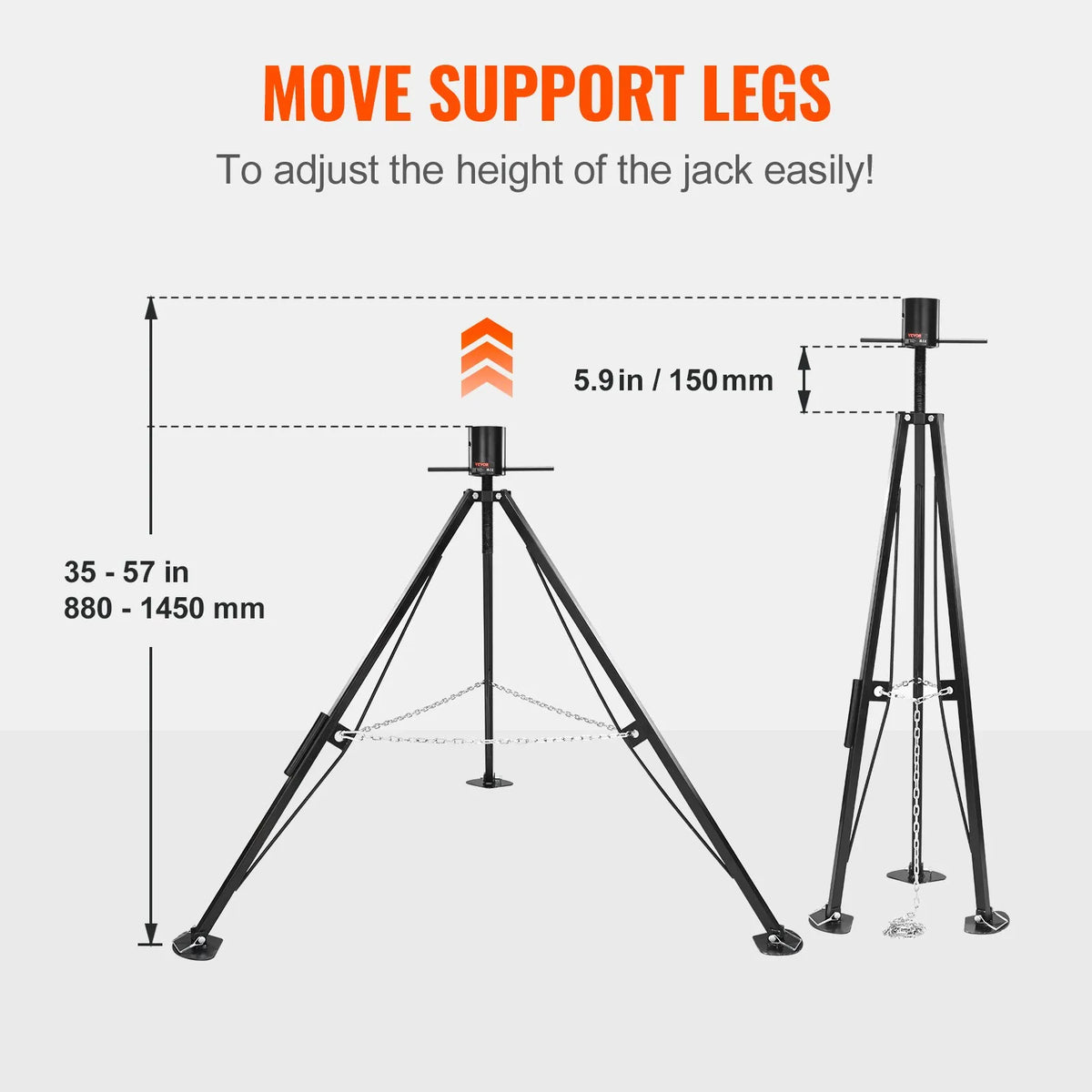VEVOR 5th Wheel Trailer Stabiliser Jack, 2268 kg Load Capacity, Adjustable Height 889–1448 mm, RV and 5th Wheel Trailer Support Stand, Suitable for Motorhomes and Campers