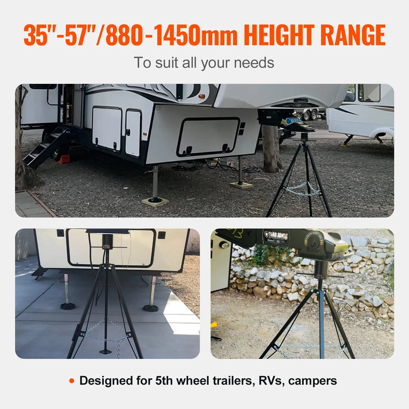 VEVOR 5. riteņa piekabes trijkāja stabilizators, 2268 kg nestspēja, regulējams augstums 889–1448 mm, kemperu un 5. riteņa piekabju balsta statīvs, piemērots dzīvojamajiem autofurgoniem un kemperiem