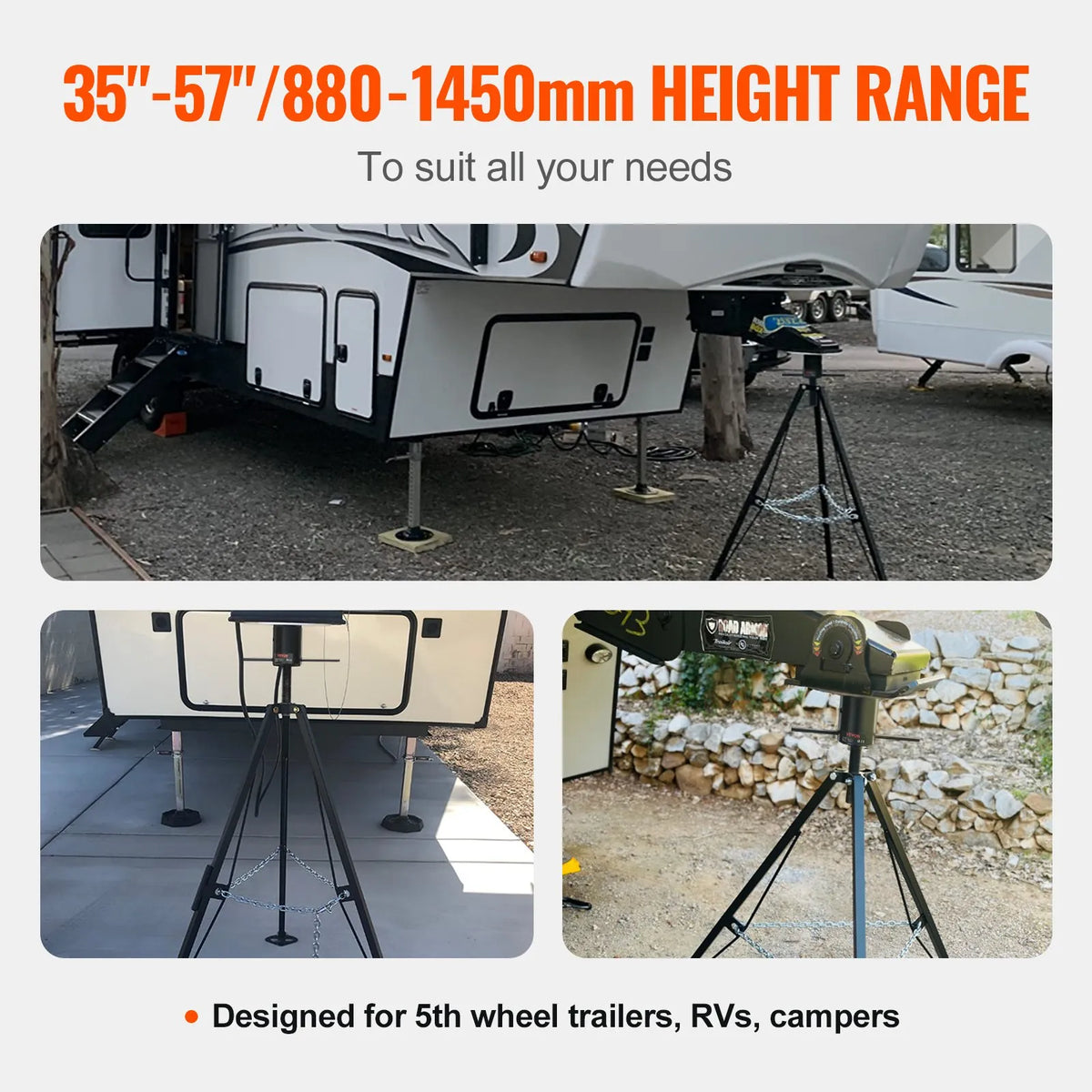 VEVOR 5th Wheel Trailer Stabiliser Jack, 2268 kg Load Capacity, Adjustable Height 889–1448 mm, RV and 5th Wheel Trailer Support Stand, Suitable for Motorhomes and Campers