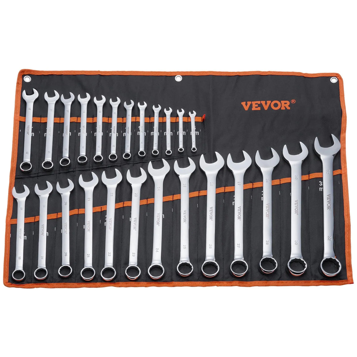 VEVOR 25-Piece Open-End Spanner Set with Storage Bag, Carbon Steel, Metric 6–32 mm, for Household Tasks, Garage, Workshop, Car Repair and Emergencies