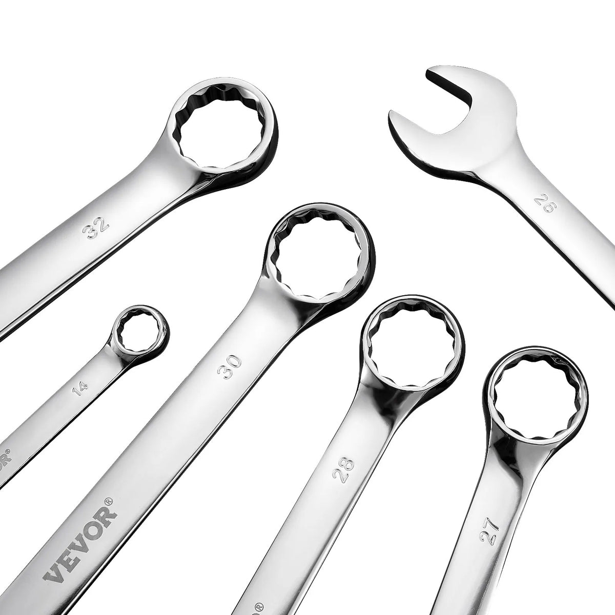 VEVOR 25-Piece Open-End Spanner Set with Storage Bag, Carbon Steel, Metric 6–32 mm, for Household Tasks, Garage, Workshop, Car Repair and Emergencies