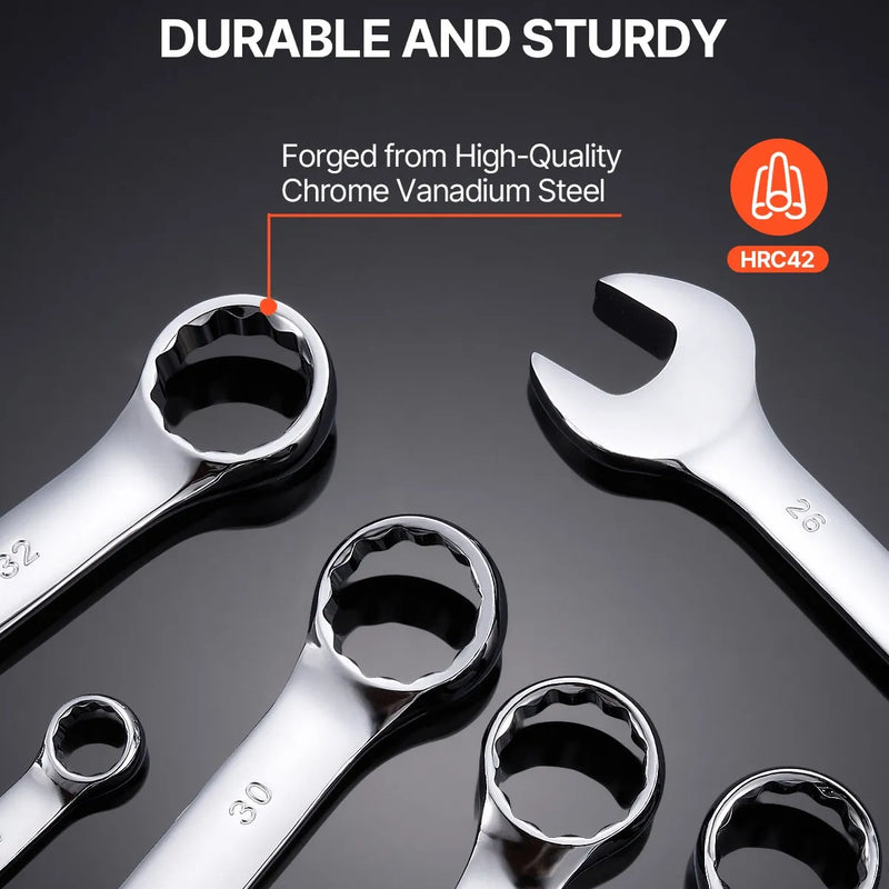 Kombinēto atslēgu komplekts, 25 gab. metriski, 6 mm līdz 32 mm ar sarullējamu maciņu