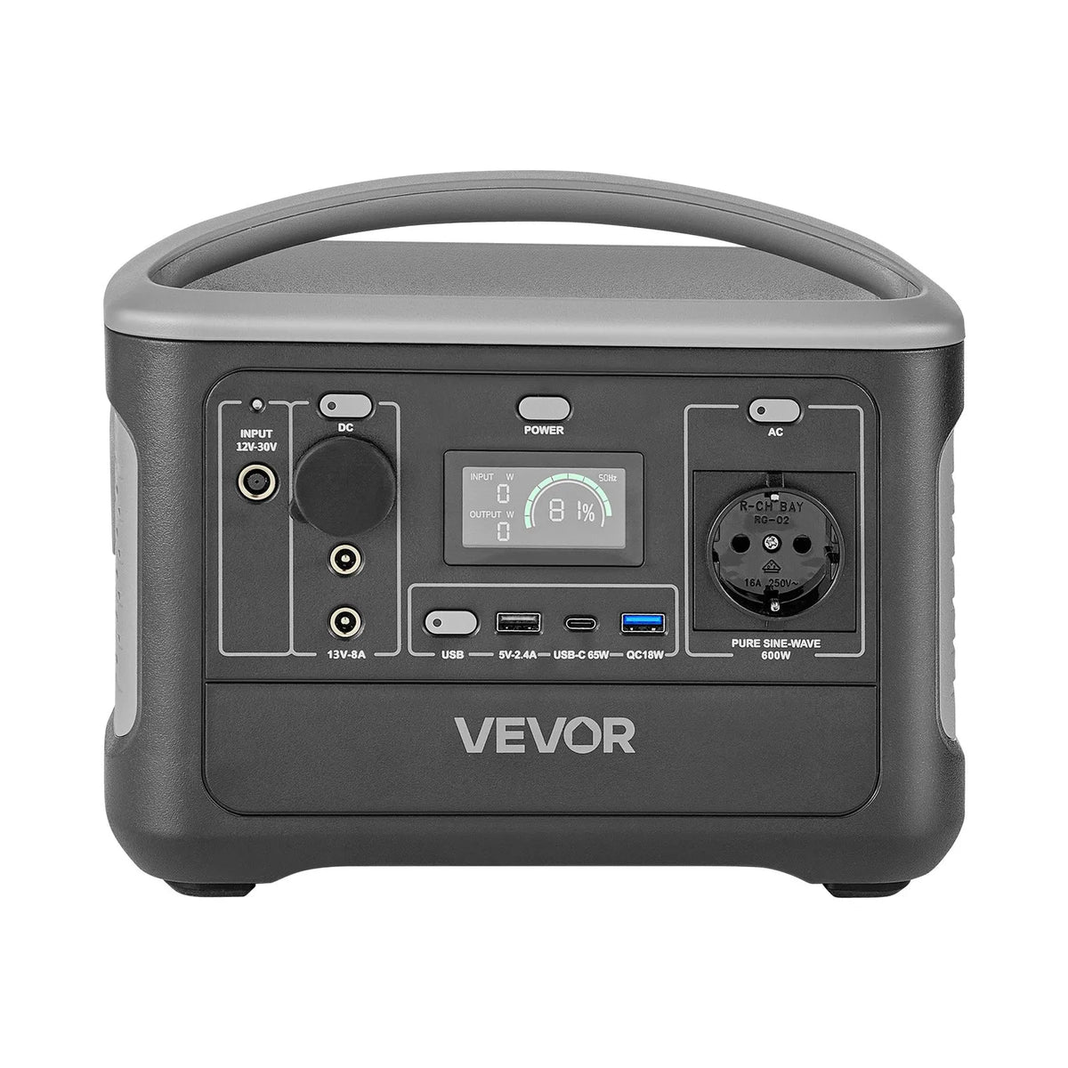 VEVOR portatīvā elektroenerģijas stacija ar 100 W saules paneli, 600 W saules ģenerators ar 493 Wh LiFePO4 akumulatoru un 7 izvades portiem mājas ārkārtas situācijām, kempingam un RV ceļojumiem - ZEMLETES.LV