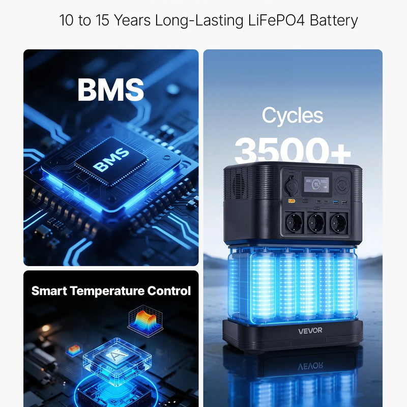 VEVOR portatīvā elektroenerģijas stacija ar 200 W saules paneli, 1800 W saules ģenerators ar 1008 Wh LiFePO4 akumulatoru un 9 izvades portiem mājas avārijas situācijām, kempingam un RV ceļojumiem