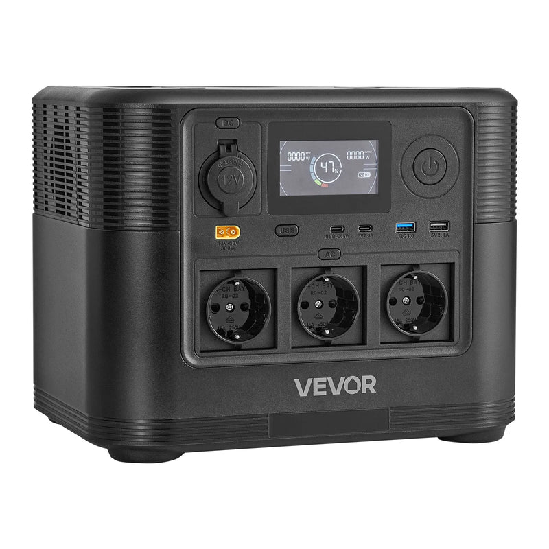 VEVOR pārnēsājama elektroenerģijas stacija 1200 W ar 806 Wh LiFePO4 akumulatoru, saules ģeneratora akumulatoru stacija ar 9 izejas portiem mājas avārijas barošanai, kempingam un RV ceļojumiem (saules panelis nav iekļauts) - ZEMLETES.LV