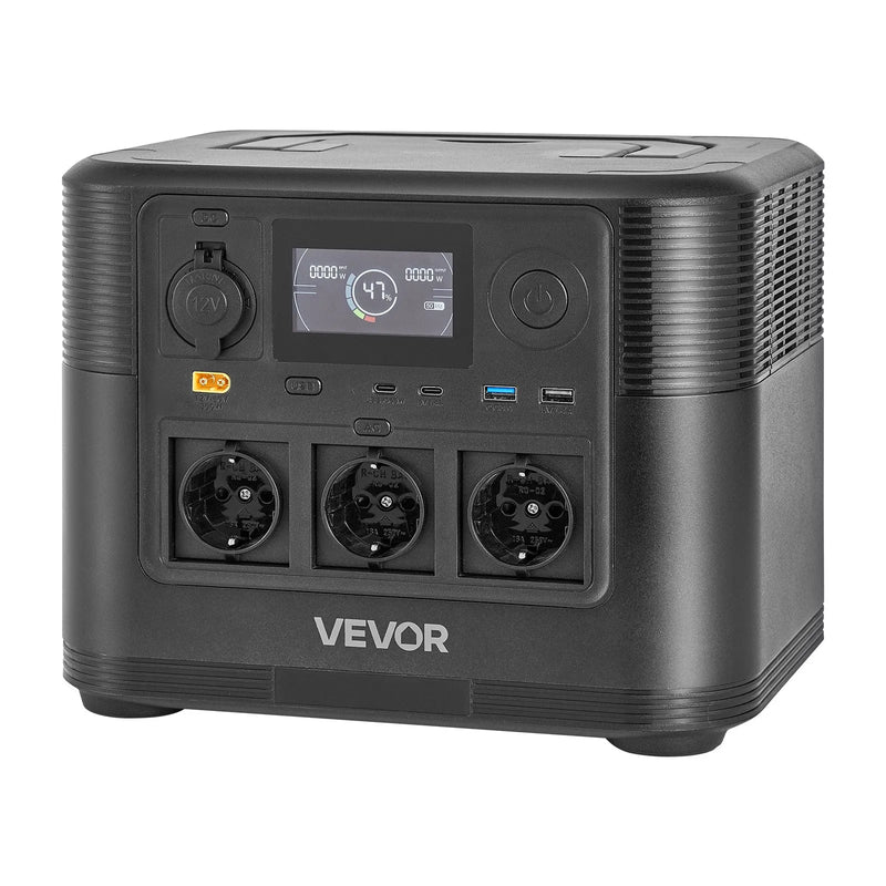 VEVOR pārnēsājama elektroenerģijas stacija 1200 W ar 806 Wh LiFePO4 akumulatoru, saules ģeneratora akumulatoru stacija ar 9 izejas portiem mājas avārijas barošanai, kempingam un RV ceļojumiem (saules panelis nav iekļauts) - ZEMLETES.LV