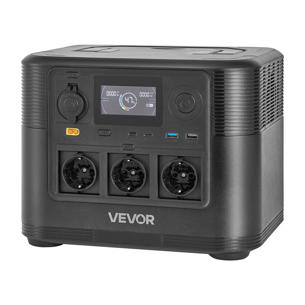 VEVOR pārnēsājama elektroenerģijas stacija 1200 W ar 806 Wh LiFePO4 akumulatoru, saules ģeneratora akumulatoru stacija ar 9 izejas portiem mājas avārijas barošanai, kempingam un RV ceļojumiem (saules panelis nav iekļauts) - ZEMLETES.LV