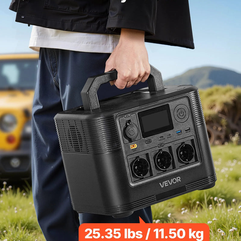 VEVOR pārnēsājama elektroenerģijas stacija 1200 W ar 806 Wh LiFePO4 akumulatoru, saules ģeneratora akumulatoru stacija ar 9 izejas portiem mājas avārijas barošanai, kempingam un RV ceļojumiem (saules panelis nav iekļauts) - ZEMLETES.LV