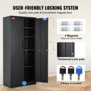 Metāla skapis ar 2 magnētiskām durvīm un 4 regulējamiem plauktiem, 180 cm, nestspēja 90 kg uz plaukta, ar slēdzeni un 3 atslēgām, melns