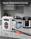 VEVOR sprieguma pazemināšanas pārveidotājs 2000 VA ar 220 V uz 110 V transformāciju, ar 2 US ligzdām, USB izeju, LCD displeju un temperatūras aizsardzību 110 V ierīcēm - ZEMLETES.LV