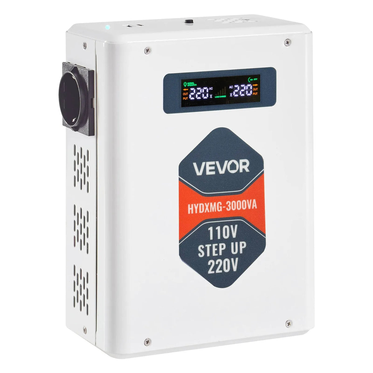 VEVOR Sprieguma Pārveidotājs 3000VA, 110V uz 220V Jaudas Transformators, Smagās Slodzes, ar 2 EU Rozetēm, USB Izeju, LCD Displeju, Temperatūras Aizsardzību, 220V Ierīcēm - ZEMLETES.LV