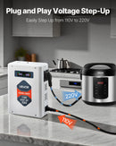 VEVOR Sprieguma Pārveidotājs 3000VA, 110V uz 220V Jaudas Transformators, Smagās Slodzes, ar 2 EU Rozetēm, USB Izeju, LCD Displeju, Temperatūras Aizsardzību, 220V Ierīcēm - ZEMLETES.LV