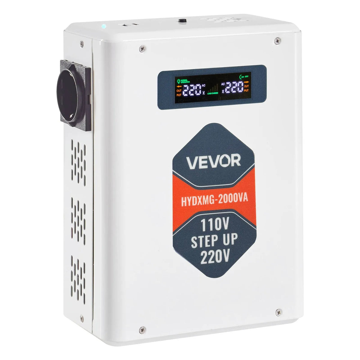 VEVOR sprieguma pārveidotājs 2000 VA ar 110 V uz 220 V transformāciju, ar 2 EU ligzdām, USB izeju, LCD displeju un temperatūras aizsardzību 220 V ierīcēm - ZEMLETES.LV