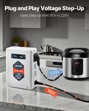 VEVOR sprieguma pārveidotājs 2000 VA ar 110 V uz 220 V transformāciju, ar 2 EU ligzdām, USB izeju, LCD displeju un temperatūras aizsardzību 220 V ierīcēm - ZEMLETES.LV