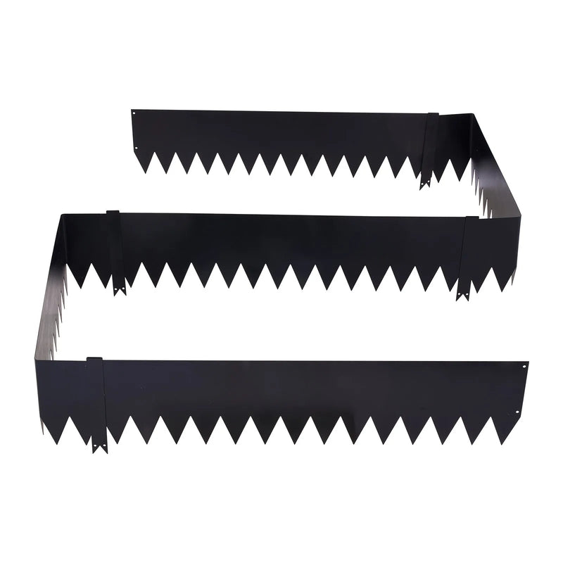 VEVOR cinkota tērauda dārza apmales 6 gab. komplekts 1016 × 254 mm ar 8 stiprinājuma klipšiem, smagas konstrukcijas metāla apmales puķu dobēm, celiņiem un dārza zonām, melnas - ZEMLETES.LV