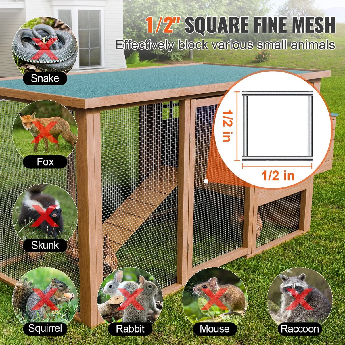 Metal mesh 12.7 mm, 61 × 762 cm, 19 Ga hot-dipped galvanised wire rolls, chicken fence, rabbit hutches, garden and rodent protection