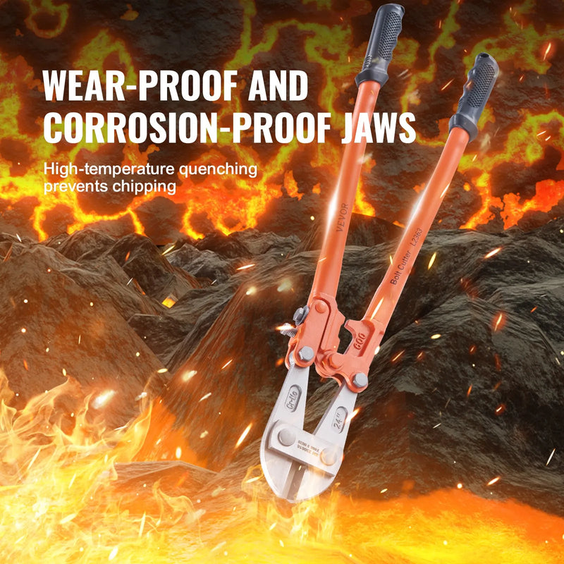 600 mm skrūvgriezējs ar divkomponentu rokturi un hrommolibdēna tērauda asmeņiem, smagā tipa metāla, vadu un ķēžu griešanai