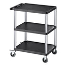 VEVOR 3 plauktu lielas slodzes plastmasas servisa ratiņi, 136 kg, 70,1 × 46 cm, ar 360° grozāmiem riteņiem un bremzēm
