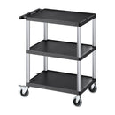 VEVOR 3 plauktu lielas slodzes plastmasas servisa ratiņi, 136 kg, 70,1 × 46 cm, ar 360° grozāmiem riteņiem un bremzēm