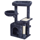 VEVOR Kaķu tornis 80 cm ar mājiņu un sizala skrāpēšanas stabiem, tumši pelēks