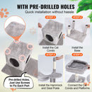 VEVOR Kaķu tornis 143 cm ar mājiņu, platformām un sizala skrāpēšanas stabiem, gaiši pelēks