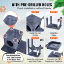 VEVOR Kaķu tornis 143 cm ar mājiņu, šūpuļtīklu, platformām un sizala skrāpēšanas stabiem, tumši pelēks