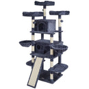 VEVOR Kaķu tornis 174 cm ar 2 mājiņām, 3 platformām un šūpuļtīkliem, piemērots vairākiem kaķiem, tumši pelēks