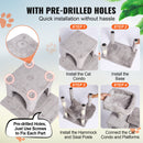 VEVOR Kaķu tornis 160 cm ar 7 līmeņiem, 2 mājiņām un šūpuļtīklu, gaiši pelēks