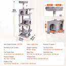 VEVOR Kaķu tornis 160 cm ar 7 līmeņiem, 2 mājiņām un šūpuļtīklu, gaiši pelēks