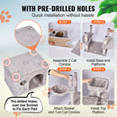 VEVOR Kaķu tornis 183 cm ar 2 mājiņām, 9 līmeņiem, šūpuļtīklu un skrāpēšanas stabiem, gaiši pelēks